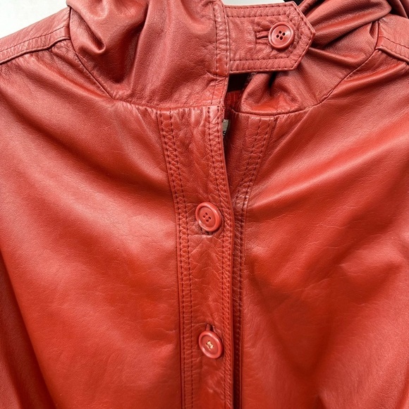 NORDSTROM POINT OF VIEW Vintage genuine leather button hooded jacket. SMALL - Picture 6 of 12
